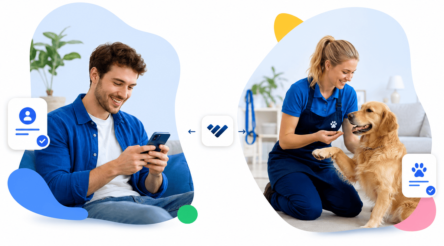 WeAreTasked app showing role switching between Hiring Party and Working Party